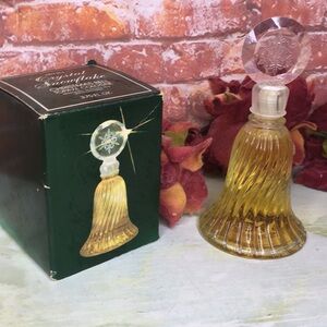 Vintage 1980 Avon Crystal Snowflake Topaz Perfume Christmas Bell Decanter